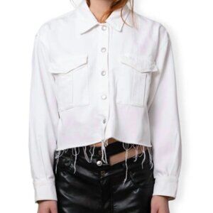 AGOLDE Size Medium Nyx Jean Shirt Jacket White Undone Hem Boxy NEW